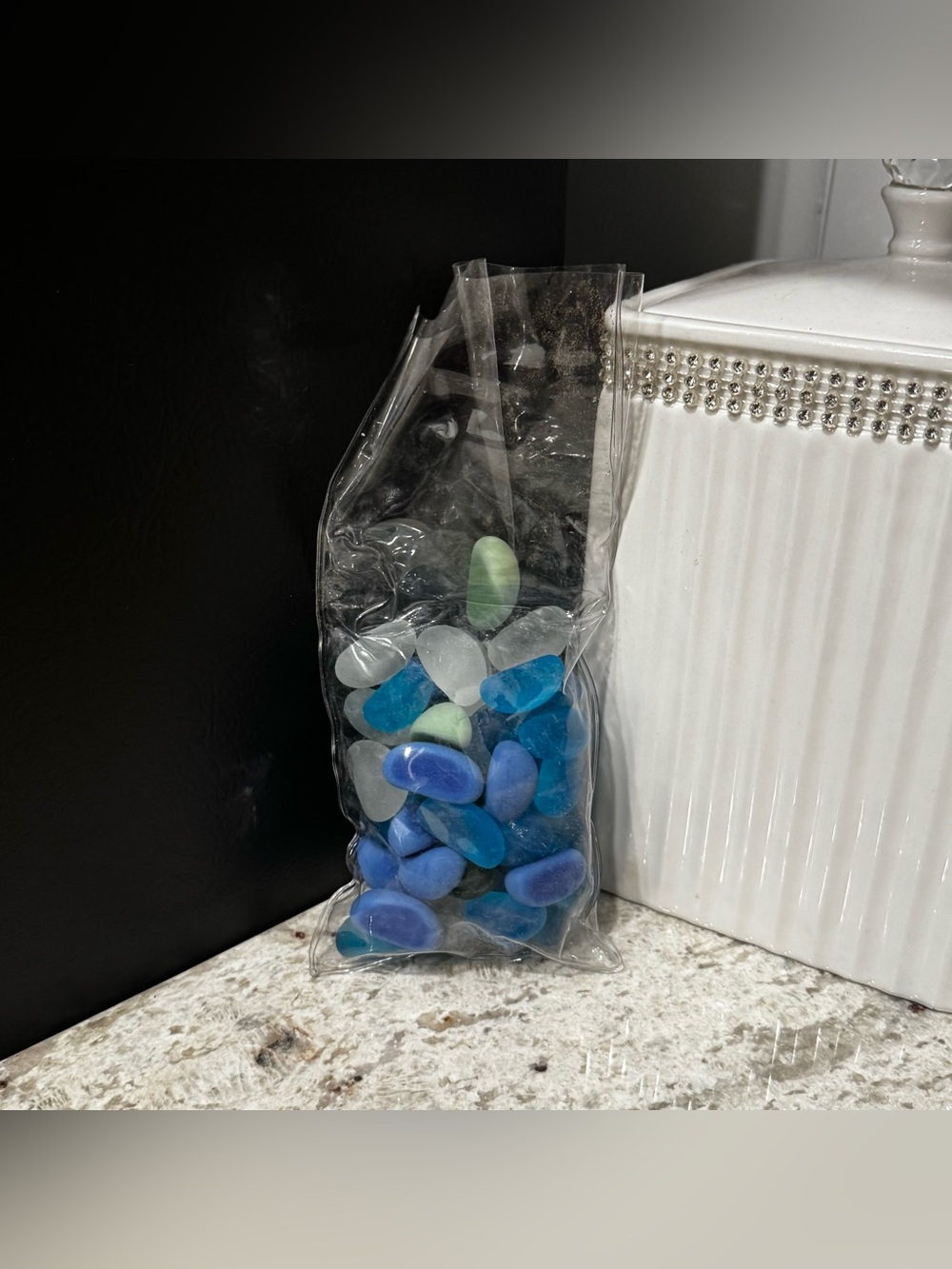 Decorative Blue & Aqua Glass Pebbles